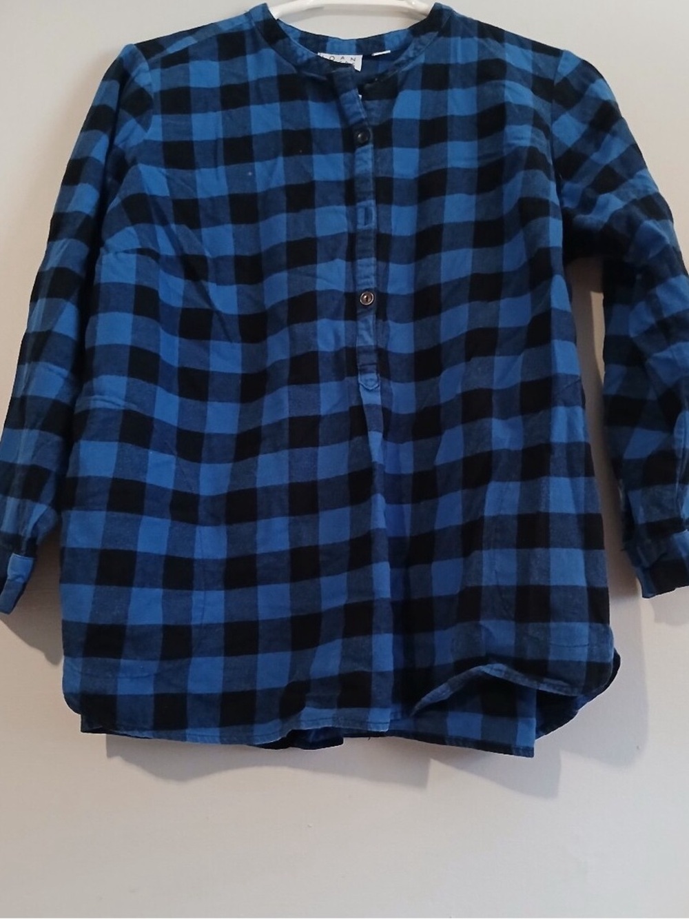 Joan Rivers Blue and Black Plaid Button-Front Kids Shirt